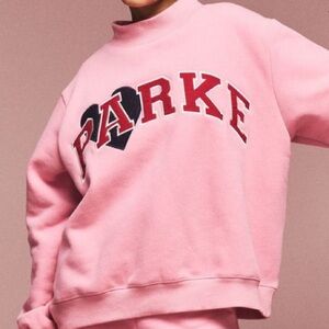 PARKE Pink Logo Mock Neck Sweatshirt Valentine's Day Sweatshirt